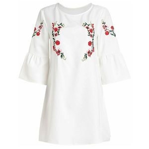 Embroidered bell sleeve tunic dress